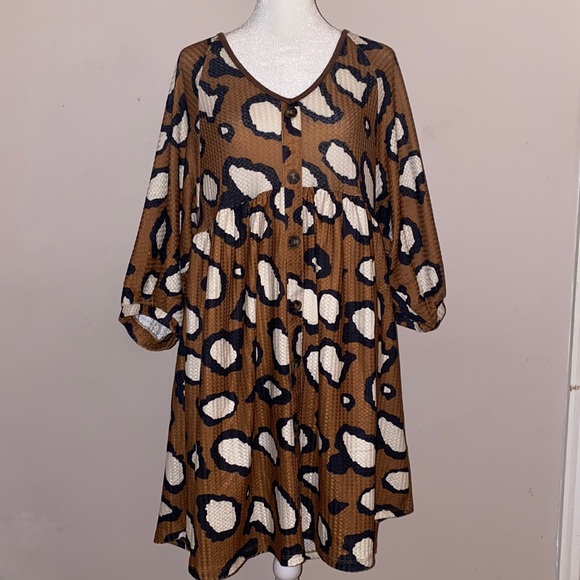 Umgee Waffle Knit Leopard Print Dress - Picture 1 of 13